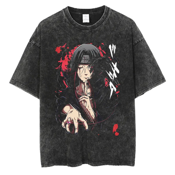 Itachi's Mangekyo Sharingan Oversized Vintage Wash T-Shirt | Naruto