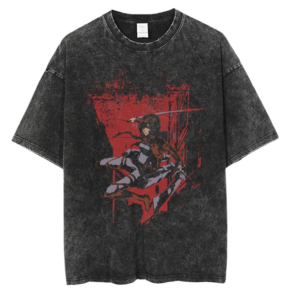 Mikasa Ackerman Oversized Vintage Wash T-Shirt | Attack on Titan