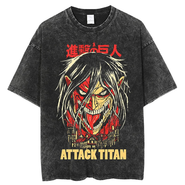 Eren Yeager Titan Oversized Vintage Wash T-shirt | Attack on Titan